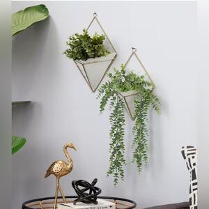 Umbra Geometric Wall Planter 2-Pack - White and Gold